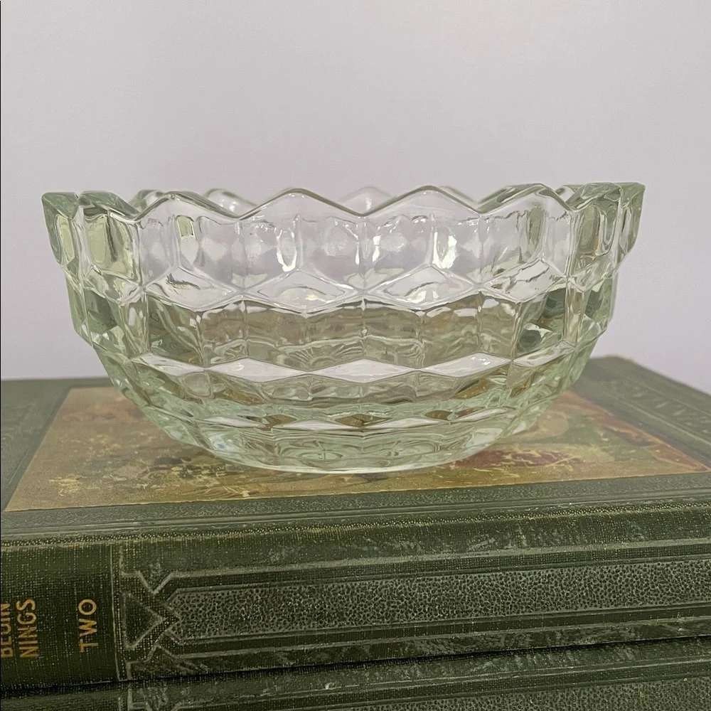 Elegant Clear Glass Bowl with scalloped edges
